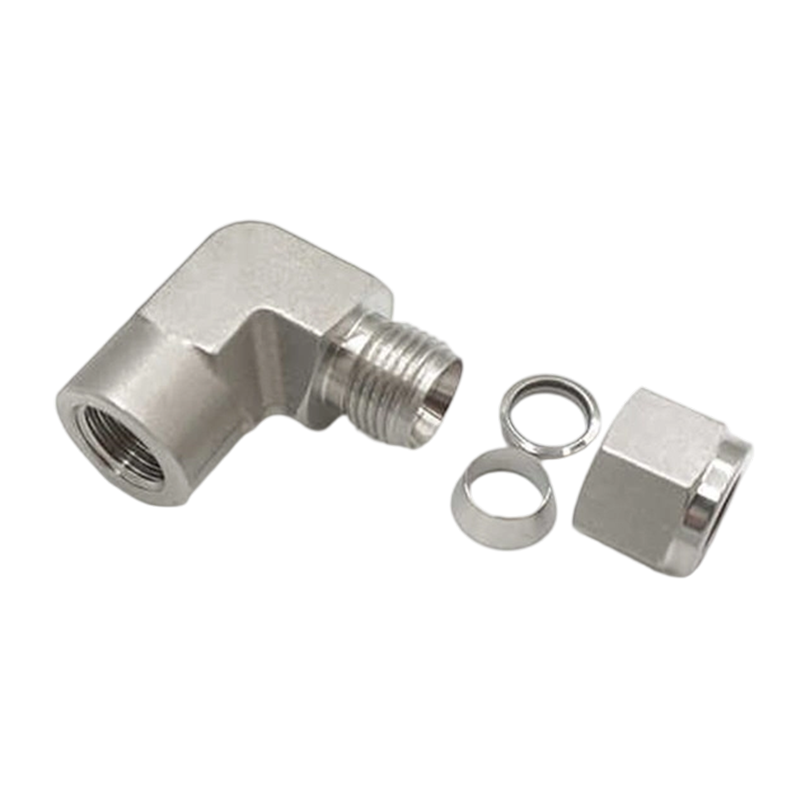 Accesorios de tubo de compresión de codo femenino de acero inoxidable