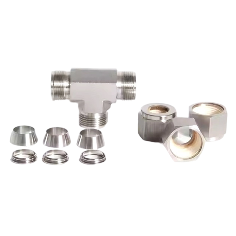 Accesorios de tubo de compresión de unión de camiseta de acero inoxidable